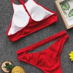 Boutique 1620 Clearance red ribbed halter bikini swimsuits Photo 4