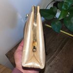 Jessica McClintock Champagne Gold Pleated Clutch Evening Bag Chain Strap Formal Photo 8