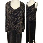 Alex Evenings Vintage Gown & Jacket Set Black Gold Metallic Design Layered 16 Photo 0