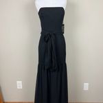 Vera Wang White  Dress Womens 8 Black Crinkle Chiffon Trumpet Hem Strapless Gown‎ Photo 2
