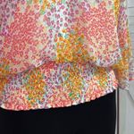 Sam‎ & Jess Floral Butterfly Sleeve Smocked Waist Blouse Pink Multi Large Photo 7