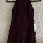 Haute Monde Burgundy Wine Crochet Lace Halter Romper NWT Medium Photo 0