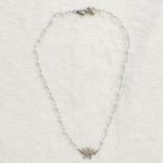 Brandy Melville Silver Butterfly Pearl Crystal Beaded Chain Necklace Accessories Photo 3