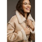 New MOTHER Toasty Faux Suede Shearling Jacket Snowed In Size L Tan Size L Photo 2