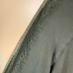 Garnet Hill  Luna Lace Inset Knit Dress Size Large Olive Green 3/4 Sleeve Formal Photo 2