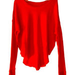 Free People  Orange Waffle Thermal Knit‎ Long Sleeve Size Medium NWOT Photo 0