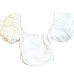 ZARA  White Puff Short Sleeve Square Neck Ribbed Crop Top Size Small Photo 1