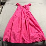 Old Navy  Women’s Pink V Neck Gauze Bow Tie Back Tiered MIDI Dress Size Small NWT Photo 4