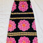 Vintage Vivid Bright Pink 3D Flower Cotton Maxi Dress Multiple Size 2 Photo 4