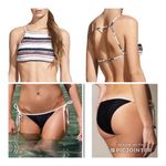 ViX Thai Mary Stripe High Neck Bikini Top L NWOT Malindi Tie Bottoms M Black Size undefined Photo 1