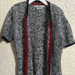 Tommy Hilfiger women’s black & white knit zip up short sleeved top size medium Photo 8