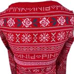 Victoria's Secret NWT PINK Red Winter Sweater Print Waffle Thermal Pajama Top Photo 3