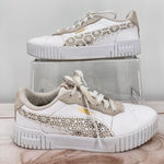 Puma  Carina 2.0 Laser Cut Flowers Sneakers White Gold Logos Athletic Feminine 7 Photo 2