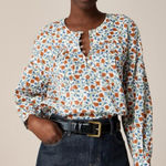 J.Crew Shirred Popover Top Rosewood Floral 100% Cotton Blouse NWT Flaw* Size L Photo 0