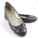 Talbots Pleated Leather Ballet Flats Womens 7 Pewter Metallic Silver Career Work Photo 11