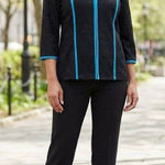 Ming Wang  Lace Jacket PXL Petite XL Black Blue Piping 3/4 Sleeve Hook Eye $300 Photo 0