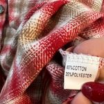 Boutique Flannel Shacket Shirt Jacket Red Tan Cream Plaid Tartan 2X Plus Size Unlined New Photo 4