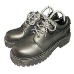 Unif Vintage  Leather Chunky Square Toe Y2K Shoes Black Womens Size 9 Goth Grunge Photo 0