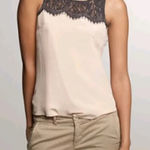 J.Crew Womens Blush & Black Lisette Lace Silk Shell Tank Top Career Size 10 Photo 0