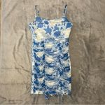 Missguided Blue Japanese Dragon Floral Ruching Bodycon Pullover MiniDress Size 2 Photo 3