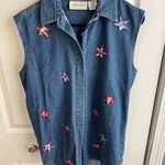 lemon grass Vintage  denim vest embroidered stars size small Photo 0