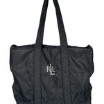 Lauren Ralph Lauren Monogram Black Nylon Multi Pocket Tote Shoulder Bag Photo 0