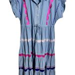 Briton Court Dress Women Blue Embroidery Preppy Cottage Modest Teacher Artsy Size L Photo 0