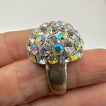 Round rhinestone cocktail ring Silver Photo 1