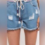 POL New Brushed Denim Tie Waist Shorts Photo 1