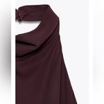 ZARA  NWT burgundy mock neck closed halter neck flowy midi dress with open back Photo 6
