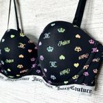 Juicy Couture Black Rainbow Logo Print Push Up Bra Size 36C Photo 4