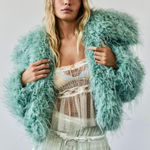 Free People  Moonlight Faux Fur Jacket Granite Green Size L Photo 0