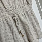 Allie Rose Women Linen Blend Romper Sz L Stripe Sleeveless Side Pockets Beige Green Size L Photo 2