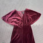 Greylin  Anthropologie‎ Luna Velvet Jumpsuit Wide Leg Cropped Burgundy Small Photo 3