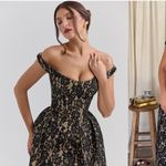 House Of CB 'Charming' Black Gold Lace Off Shoulder Midi Gown NWOT size XS $329 Photo 4