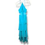 Lulus NWOT Tier and Now Blue Sash Tie-Back Tiered Plunging Cut-Out Maxi Dress Photo 9