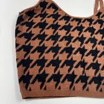 Altar'd State Brown Black Houndstooth Cropped Knit Tank Top Large L Alabama Photo 1