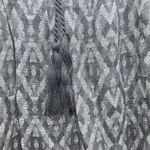 Fred David Peasant Blouse 2X Gray Ikat Print Tassel V-Neck 3/4 Sleeve ✨ Photo 6