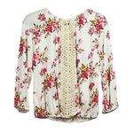 Free Kisses  - Pink and Cream Floral Blouse- Large - Nwot Photo 1