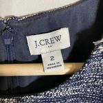 J.Crew Factory Tweed Fringe Sheath Dress Women's 2 Navy Sleeveless Career Preppy Blue Photo 8
