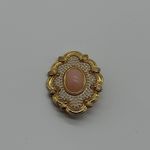 Vintage Avon Brooch Pink Cabochon Faux Pearl Ornate Pin Oval Jewelry Photo 1