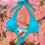 y2k 2000s bright turquoise blue halter wrap bikini top Photo 6