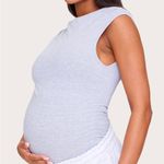 Pretty Little Thing  Maternity Marl Boat Neck Ruched Top Grey Medium NWT Photo 0