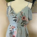 Lulus NWOT  Verona Light Blue Floral Print Off-the-Shoulder Lace Dress Photo 2