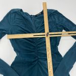 Eshakti Dress Womens Size 0 Teal Ruched Long Sleeve Midi Cotton Spandex Photo 4