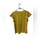 Ann Taylor M Short Sleeve Yellow Top Blouse Tank Palm Trees Hawaiian Tropical Photo 1