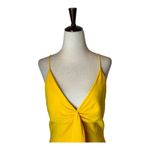 Jay Godfrey Dress Women 4 Yellow Sunflower V Neck Front Ruffle Sheath Midi Party Photo 4