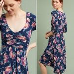 Anthropologie  Maeve Heppel Blue Ruched Midi Dress Size Small Photo 1