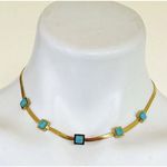 Gold Plated turquoise Herringbone necklace Snake Womens Jewelry Fishbone Photo 2