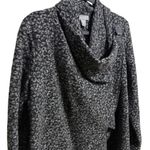 Kenar Women's Black Grey Leopard Print Asymmetrical Drape Cardigan Sweater Small Photo 3